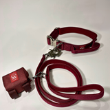 1.5" Tactical Collar + Leash + Dispenser Set - Cherry Wine