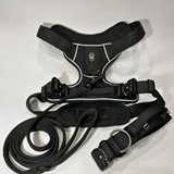 Heavy-Duty Harness + Collar + Leash - Black Set