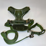 Heavy-Duty Harness + Collar + Leash - Cactus Green Set