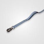 Baby blue nylon dog leash with metal clip displayed on a white background.