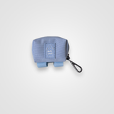 Baby blue dog poop bag dispenser displayed on a white background.