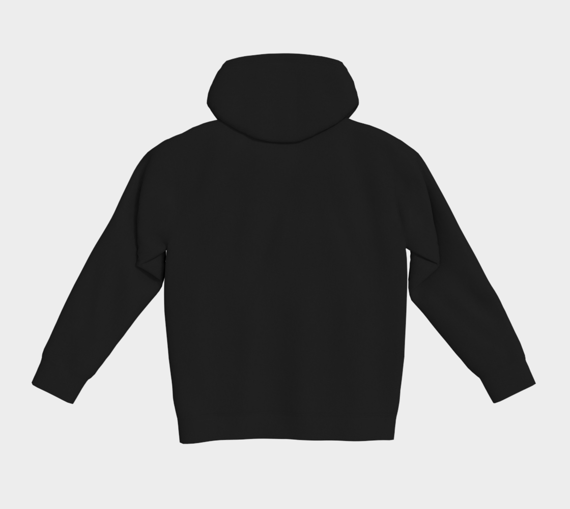 Black Bully Wags hoodie showing the back design on a light gray background.