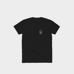 Black Bully Wags t-shirt featuring a small white Bully Wags logo on the front against a light gray background.