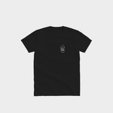 Black Bully Wags t-shirt featuring a small white Bully Wags logo on the front against a light gray background.