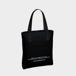 Black Bully Wags tote bag featuring the Bully Wags logo and white text on a light gray background.