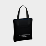 Black Bully Wags tote bag featuring the Bully Wags logo and white text on a light gray background.
