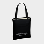 Black Bully Wags tote bag featuring white text on a light gray background.