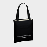 Black Bully Wags tote bag featuring white text on a light gray background.