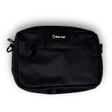 Black Bully Wags crossbody dog walking bag featuring the Bully Wags logo on a white background.