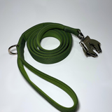Cactus green nylon dog leash with a black zinc alloy frog clip and padded handle, displayed on a white background.