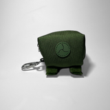 Cactus green portable poop bag dispenser shown from the side, displayed on a white background.