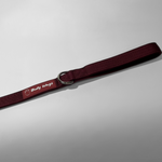 Cherry wine nylon dog leash with a D-ring attachment, shown in a close-up detail view on a white background.