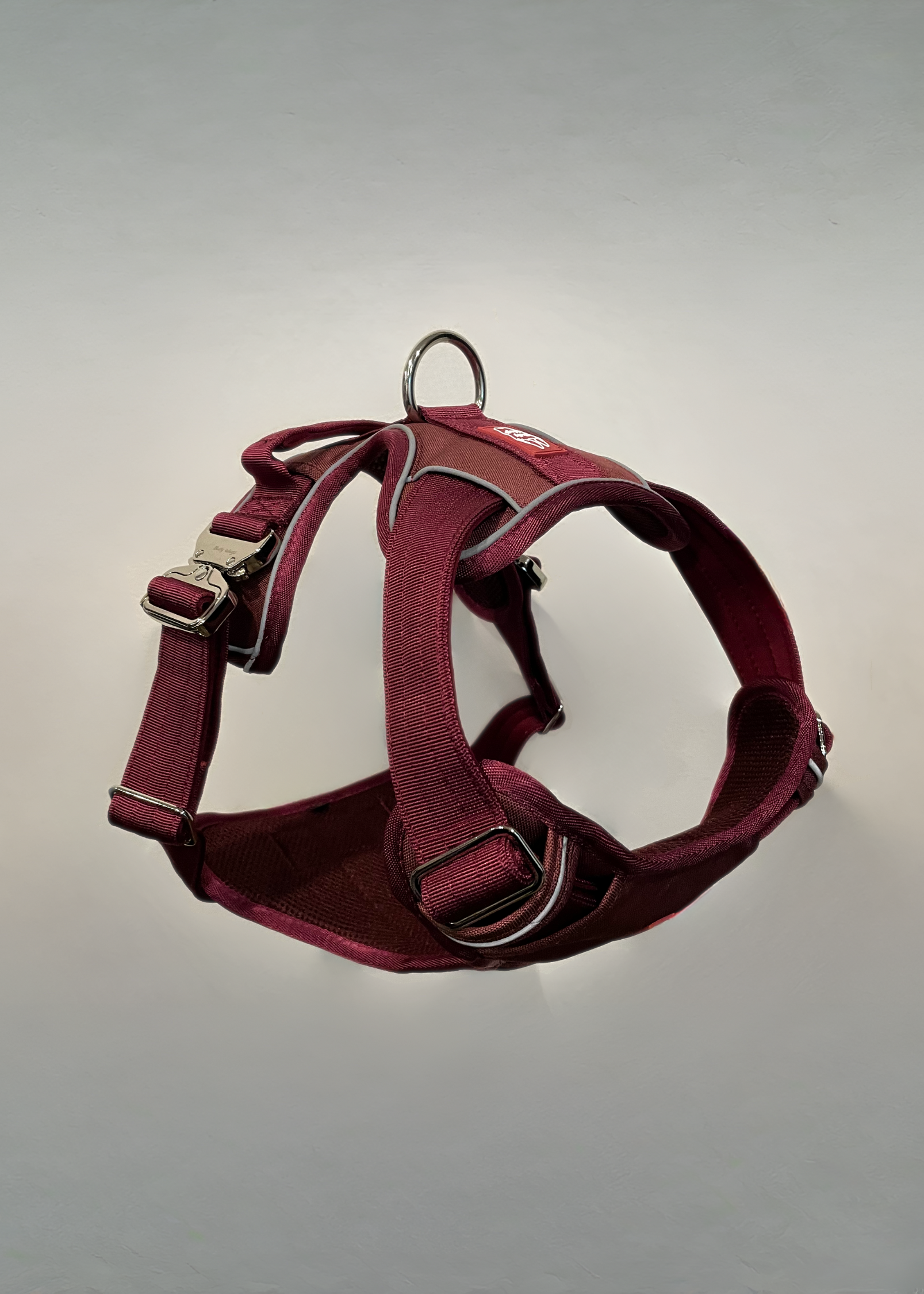 Cherry wine Heavy Duty dog harness displayed on a light gray background.
