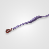 Lilac nylon dog leash with rose gold clip displayed on a white background.